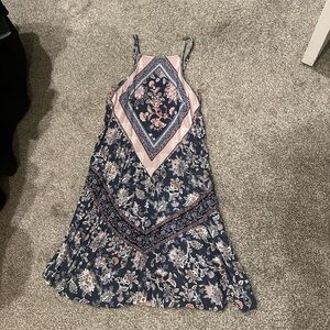 American Eagle Outfitters Blue and Pink Patterned Midi Dress